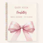 ゲストブックブライダルシャワーピンクボウクリームベージュ ノートブック (正面)