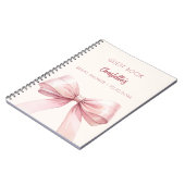 ゲストブックブライダルシャワーピンクボウクリームベージュ ノートブック (左側)