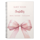 ゲストブックブライダルシャワーピンクボウクリームベージュ ノートブック (正面)