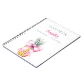 ゲストブックブライダルシャワーピンクボウパイナップル ノートブック (左側)