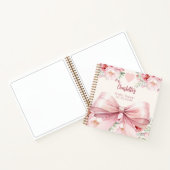 ゲストブックブライダルシャワーピンクボウ花模様 ノートブック (内部)