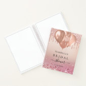 ゲストブックブライダルシャワーピンクローズ金ゴールドバルーン ノートブック (内部)