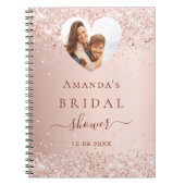 ゲストブックブライダルシャワーフォトハートバラ金ゴールド ノートブック (正面)