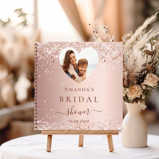 ゲストブックブライダルシャワーフォトハートバラ金ゴールド ノートブック