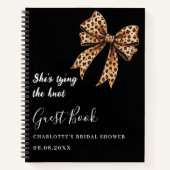 ゲストブックブライダルシャワーブラックヒョウ弓結び ノートブック (正面)