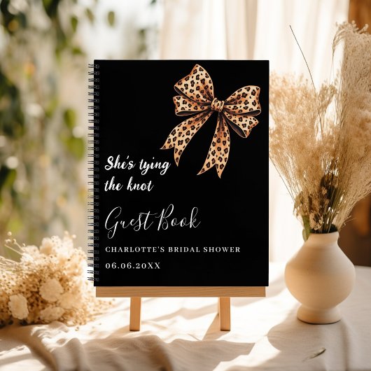 ゲストブックブライダルシャワーブラックヒョウ弓結び ノートブック