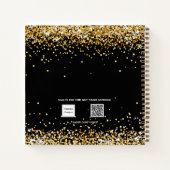 ゲストブックブライダルシャワーブラック金ゴールドグリッター名 ノートブック (裏面)