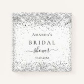 ゲストブックブライダルシャワーホワイトシルバーグリッター ノートブック (正面)