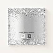 ゲストブックブライダルシャワーホワイトシルバーグリッター ノートブック (裏面)