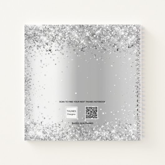 ゲストブックブライダルシャワーホワイトシルバーグリッター ノートブック (裏面)