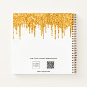 ゲストブックブライダルシャワーホワイト金ゴールドグリッター名 ノートブック (裏面)