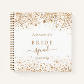 ゲストブックブライダルシャワーホワイト金ゴールドグリッター名 ノートブック (正面)