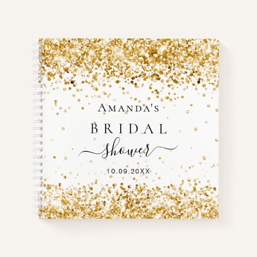 ゲストブックブライダルシャワーホワイト金ゴールド ノートブック (正面)