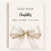 ゲストブックブライダルシャワーボウクリームベージュ ノートブック (正面)