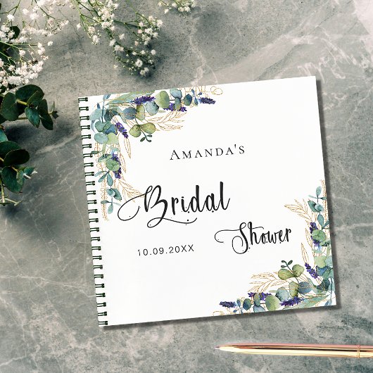 ゲストブックブライダルシャワーユーカリ緑 ノートブック