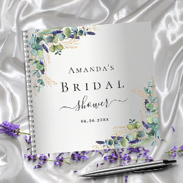 ゲストブックブライダルシャワーユーカリ銀 ノートブック