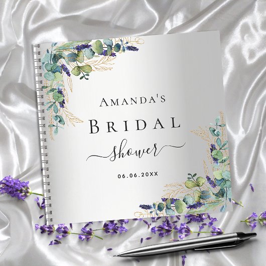 ゲストブックブライダルシャワーユーカリ銀 ノートブック