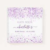 ゲストブックブライダルシャワーラベンダーホワイト ノートブック (正面)