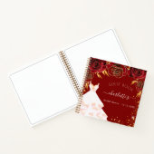 ゲストブックブライダルシャワーレッド金ゴールドホワイトドレス ノートブック (内部)