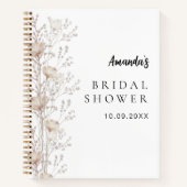 ゲストブックブライダルシャワーワイルドフラワーベージュクリーム ノートブック (正面)
