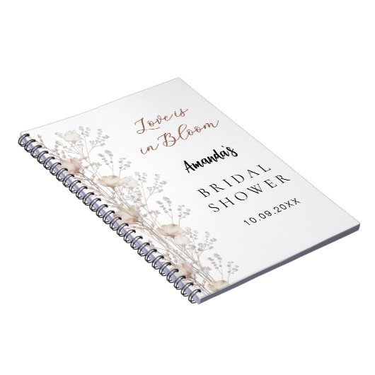 ゲストブックブライダルシャワーワイルドフラワーベージュクリーム ノートブック (右側)