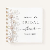ゲストブックブライダルシャワーワイルドフラワーベージュクリーム ノートブック (正面)