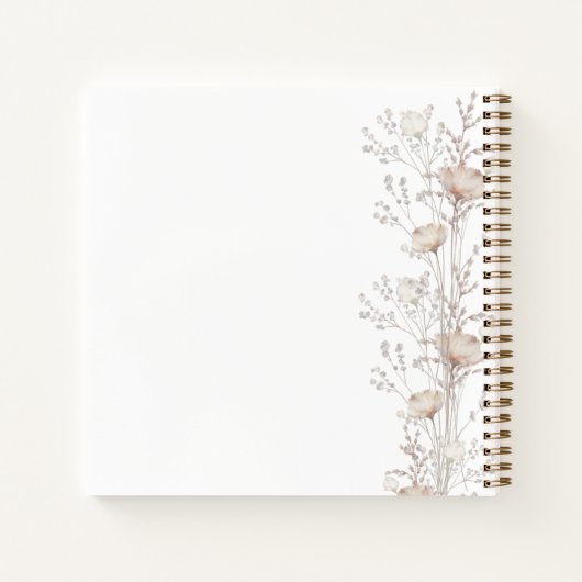 ゲストブックブライダルシャワーワイルドフラワーベージュクリーム ノートブック (裏面)