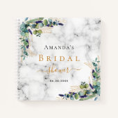 ゲストブックブライダルシャワー大理石ユーカリ金ゴールド ノートブック (正面)