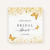 ゲストブックブライダルシャワー白金ゴールド蝶 ノートブック (正面)