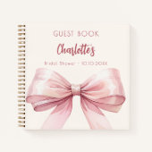 ゲストブックブライダルシャワー赤面ピンクボウクリーム ノートブック (正面)