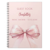 ゲストブックブライダルシャワー赤面ピンクボウ ノートブック (正面)