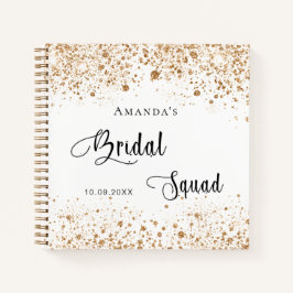 ゲストブックブライド分隊ホワイト金ゴールドグリッター ノートブック
