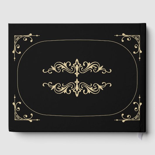 ゲストブックブラックエレガントアールデコ結婚金ゴールド ゲストブック (裏面)