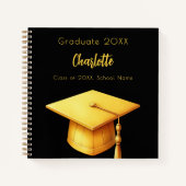 ゲストブックブラック金ゴールド卒業パーティー ノートブック (正面)