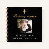 ゲストブックブラック金ゴールド記念葬儀写真 ノートブック (正面)