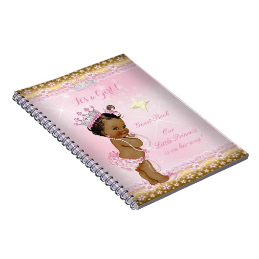 ゲストブックプリンセスベビーシャワーピンクエスニックガール ノートブック (右側)