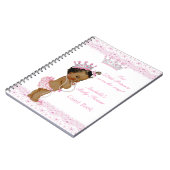 ゲストブックプリンセスベビーシャワーピンクホワイトエスニック ノートブック (左側)