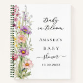 ゲストブックベビーイン開花ピンクパープルベビーシャワー ノートブック (正面)