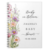 ゲストブックベビーイン開花ピンクパープルベビーシャワー ノートブック (正面)