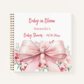 ゲストブックベビーイン開花ボウ写真ベビーシャワー ノートブック (正面)