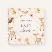 ゲストブックベビーシャワーウッドランド動物ガール ノートブック (正面)