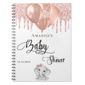 ゲストブックベビーシャワーエレファントバラ金ゴールドホワイト ノートブック (正面)