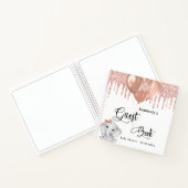 ゲストブックベビーシャワーエレファントバラ金ゴールドホワイト ノートブック (内部)