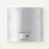 ゲストブックベビーシャワーシルバーブルー花模様少年 ノートブック (裏面)