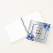 ゲストブックベビーシャワーシルバーブルー花模様少年 ノートブック (内部)