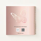 ゲストブックベビーシャワーバラ金ゴールドバタフライボホ ノートブック (裏面)