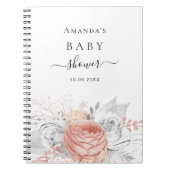 ゲストブックベビーシャワーバラ金ゴールドフローラ銀 ノートブック (正面)