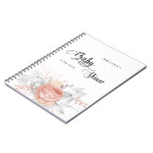 ゲストブックベビーシャワーバラ金ゴールドフローラ銀 ノートブック (左側)