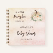 ゲストブックベビーシャワーパンプキンクリームフラワー ノートブック (正面)