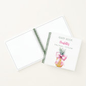 ゲストブックベビーシャワーピンクボウパイナップルガール ノートブック (内部)